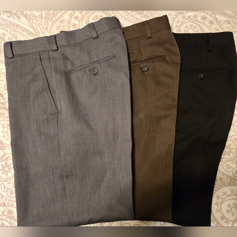 3-pack, Kenneth Cole Reaction Men's Dress Pants - Gray, Brown, Black, 32x30